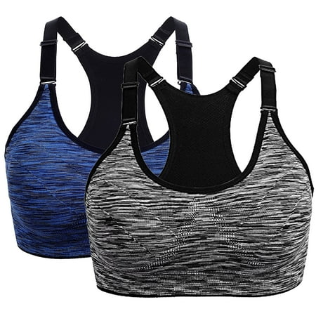 La La Mesh Bra - SAYFUT Women's Seamless Active Keyhole Mesh Racerback Sports Bra Middle Impact 2-Pack
