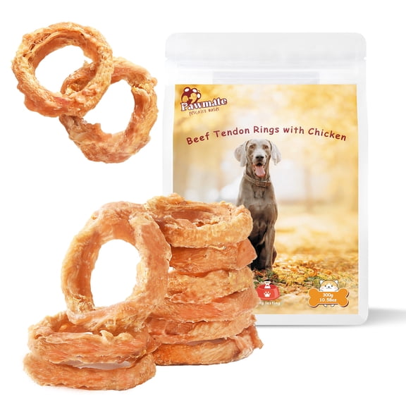 Pawmate Rawhide-Free Dog Treats, Beef Tendon Dog Chews for Small Medium Dogs, 11oz