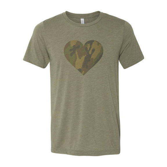 "Camo Heart, Camo Shirt, Sublimation, Soft Bella T, Gift For Her, Camo Print, Heart Shirt, Mom Shirt, Camo Print Heart, Love, Unisex T, Heather Olive, LARGE"