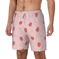 thumbnail image 2 of Uemuo Floral Strawberr Pattern Mens Swim Trunks Quick Dry Board Shorts with Mesh Lining, Stretch Beach Shorts Quick Dry No-Chafing Board Shorts-Large, 2 of 9