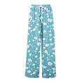 thumbnail image 4 of Women's 2026 Boho Print Wide Leg Pants Elastic Waist Flowy Beach Palazzo Lounge Trousers Sky Blue S, 4 of 7