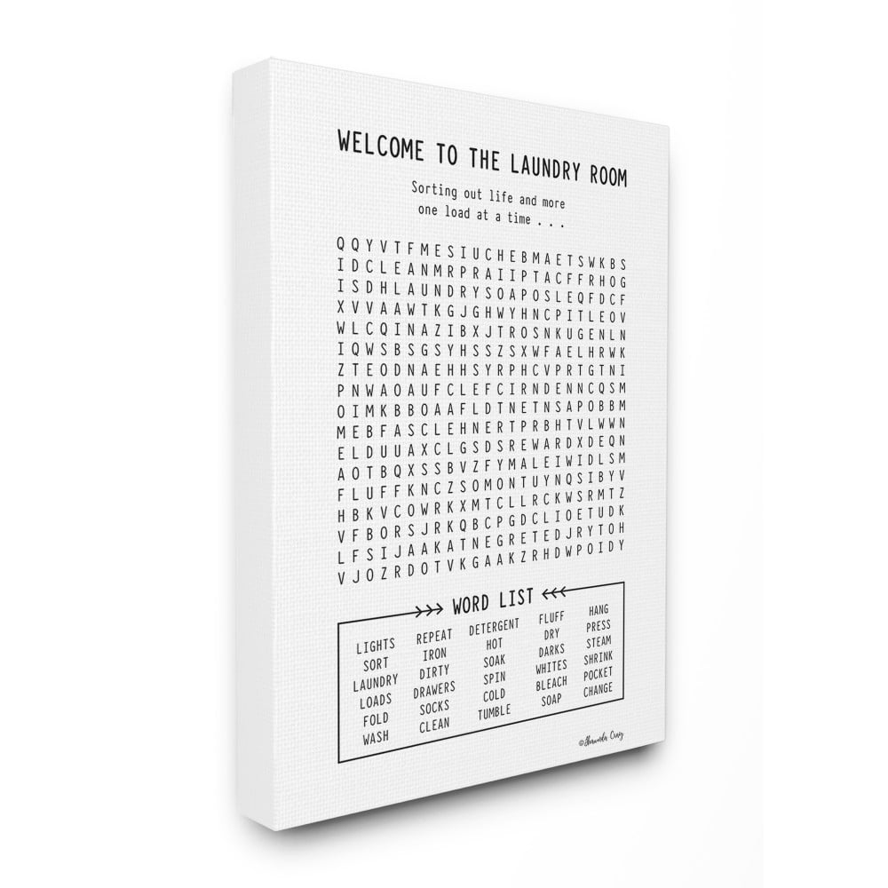 The Stupell Home Decor Black And White Laundry Room Crossword Puzzle Sign Walmart Com Walmart Com