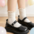thumbnail image 4 of Girls Ruffle Crew Socks 4-Pack Soft Cotton Breathable Everyday Wear,Size 3 T, 4 of 6