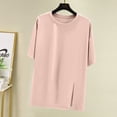 thumbnail image 1 of Fiudx Camisas de Mujer Camiseta Holgada de Manga Corta con Cuello Redondo de Color Sólido para Mujer Top/Camisa de Cuello Redondo de Manga Corta, 1 of 6