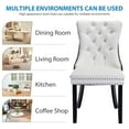 thumbnail image 5 of High-End Upholstered Dining Chairs Set of 2, Modern Tufted Solid Wood Side Chair with Nailhead Trim - White+Black, 5 of 10