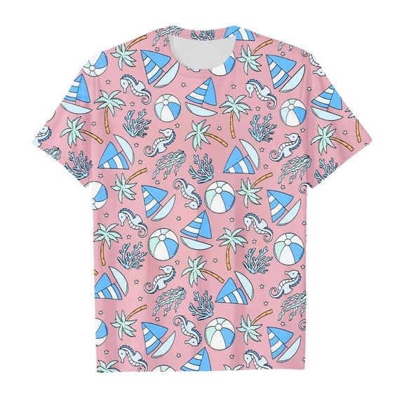 Suilloe Toddler Kids T-Shirts Seabed Animals Full Printing Round Neck Short Sleeve Tee Kids Boys Girls Daily Wear School Outdoor Play T-Shirts,4 -5 Years