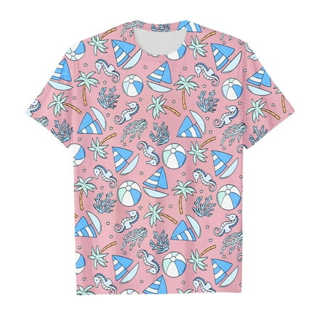 Sjldqy Girls Clothes Cute Tops Graphic Tees Short Sleeve Crew Neck Casual Fit Beach Vacation Kids T Shirt Size 3-4 Years Pink