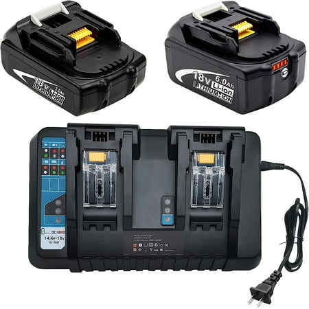 

Rayhouse BL1830 18V 3.0Ah Battery and 6.0Ah Lithium Replacement Battery with DC18RD Dual Port Charger Compatible with Makita 18V Battery BL1860 BL1850 BL1840 BL1830 14.4V-18V Power Tools Battery