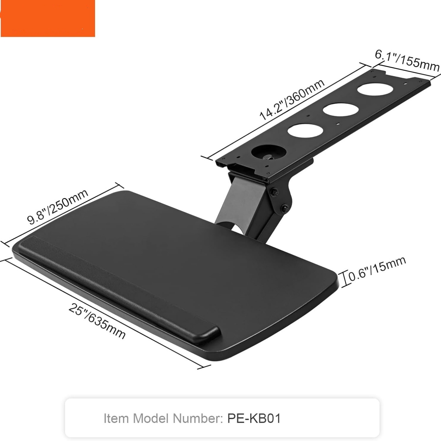 Under-Desk Keyboard Tray, Adjustable for Height and Tilt, Slide-Out Design, Spacious 25x9.8 Inch Surface, Ideal for Home and Office Use