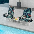thumbnail image 2 of Gymax Ensemble de 2 Chaises de Plage Pliantes avec Table, Chaise Inclinable d'Extérieur à 5 Positions, 2 of 10