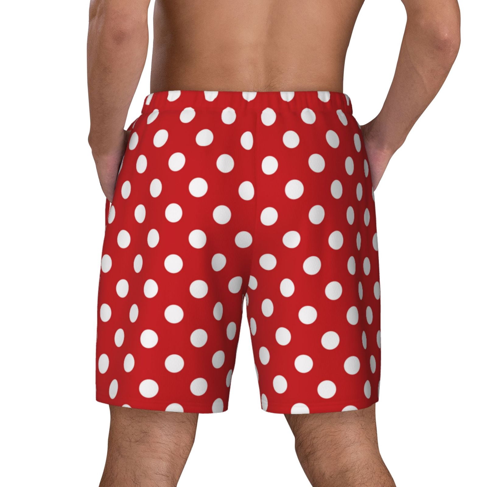 Xecao Red Polka Dot for Men's Swimming Trunks Swim Trunks Quick Dry Swim Shorts with Mesh Lining Funny Swimwear Bathing Suits