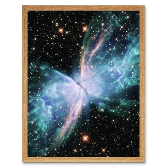 Hubble Space Telescope Image NGC 6302 The Butterfly Nebula Luminous Blue Bipolar Planetary Galaxy Wings Of Gas Art Print Framed Poster Wall Decor 12x16 inch