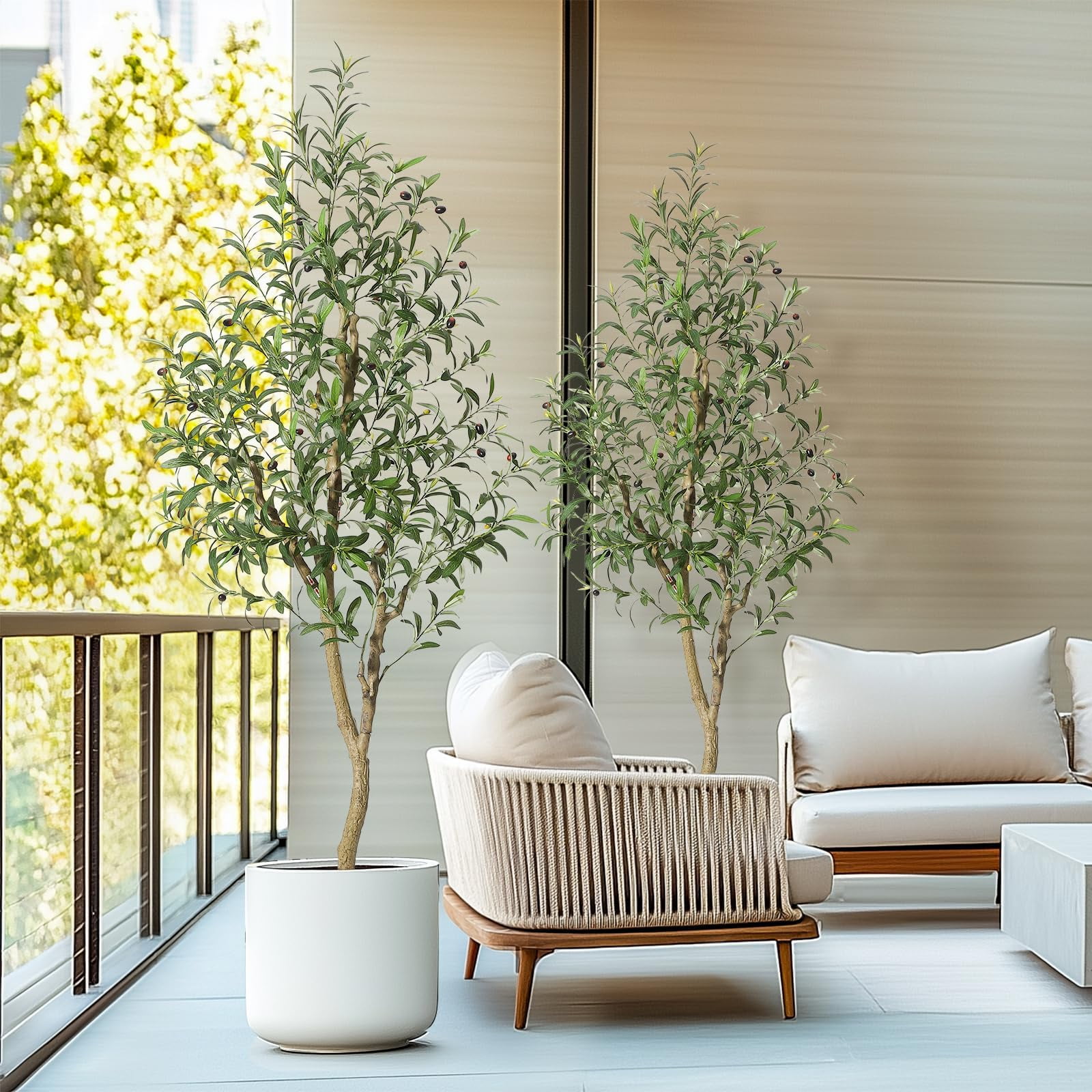 QinaQin 6-Foot-Tall Artificial Olive Tree, a Lifelike Indoor Plant, Comes with a Pot and Basket, Suitable for Home Or Office Décor