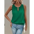 thumbnail image 5 of Tank Top for Women Keyhole V Neck Sleeveless Summer Casual Loose Fit Business Cute Floral Basic Shirt Blouse Green XXL, 5 of 6