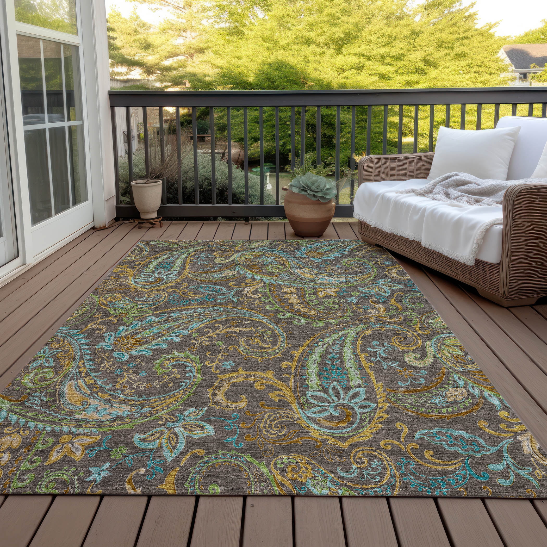 Addison Rugs Chantille Indoor/Outdoor Transitional Paisley Chocolate Washable Rectangle Rug, 8' x 10'