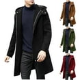 thumbnail image 6 of guisaled Mens Pea Coat Classic Slim Fit Wool Blend Hoodie Long Windbreaker Jacket Full Zip Winter Dressy formal Business Overcoat, 6 of 7