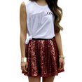 thumbnail image 2 of Women's Fashion High Waist Pleated Solid Color Short Skirt Loose Sequin Skirt High Waist Pencil Skirt A Line Mini Skirt Daily-Wear Flowy Shiny Glitter Mini Short Skirts Club Party Wine XXL, 2 of 7