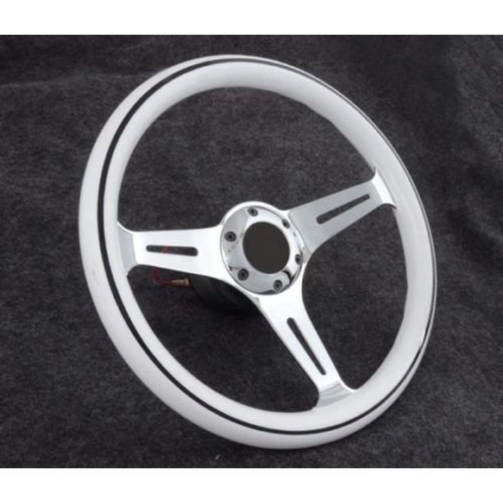 Wood Boat White Steering Wheel W/ Adapter 3 Spoke Boats 3/4" Tapered