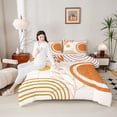 thumbnail image 4 of Castle Fairy Brown Orange Stripes Twin Comforter Sets,Geometric Bedding Set, 4 of 8