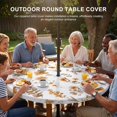 thumbnail image 3 of Round Outdoor Tablecloth with Umbrella Hole and Zipper, Brown Spring Floral Tablecloth with Elastic Waterproof, Flowers Botanical Elegant Pastoral Patio Table Covers for 55" - 60" Picnic Pool Tables, 3 of 9