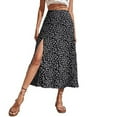 thumbnail image 2 of Skirts for Women Floral Half Body Split A Line Buttocks Wrapped Mid Waist Long Skirt Womens Summer Clothes Black L, 2 of 4