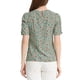 thumbnail image 3 of INSPIRAR CHIC Blusas de Mujer con Fruncidos Cuello Redondo de Manga Corta Espalda con Abertura Floral S Teal, 3 of 7