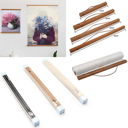 Magnetic Wooden Photo Frame, Natural Wood Hanging Scroll Poster Artwork Canvas Hanger Photo Frame Living Room Decoration