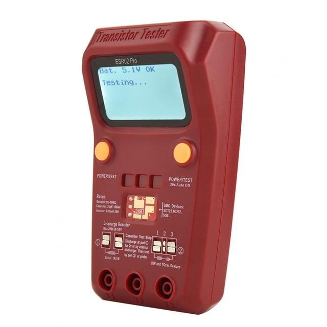 Transistor Tester ESR02 Pro LCD Display, Test Plug in SMD Components with Automatic Detection, Large LCD Display for Easy Reading