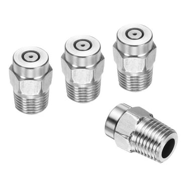 Uxcell 4pcs Surface Clean Tip 0 Degree 1/4 Inch NPT Male 1.07 Orifice 4000 PSI Stainless Steel Threaded Pressure Washer Spray Nozzles for Water gun Water Broom