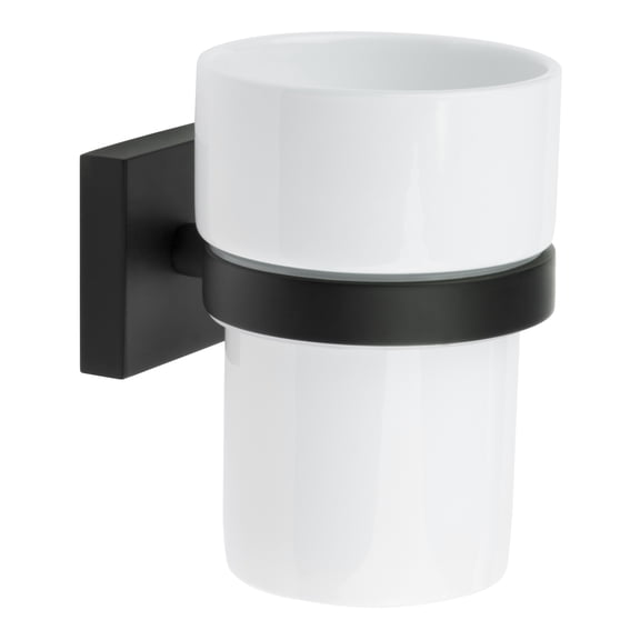 Smedbo HOUSE TUMBLER & HOLDER MATTE BLACK/WHITE CERAMIC