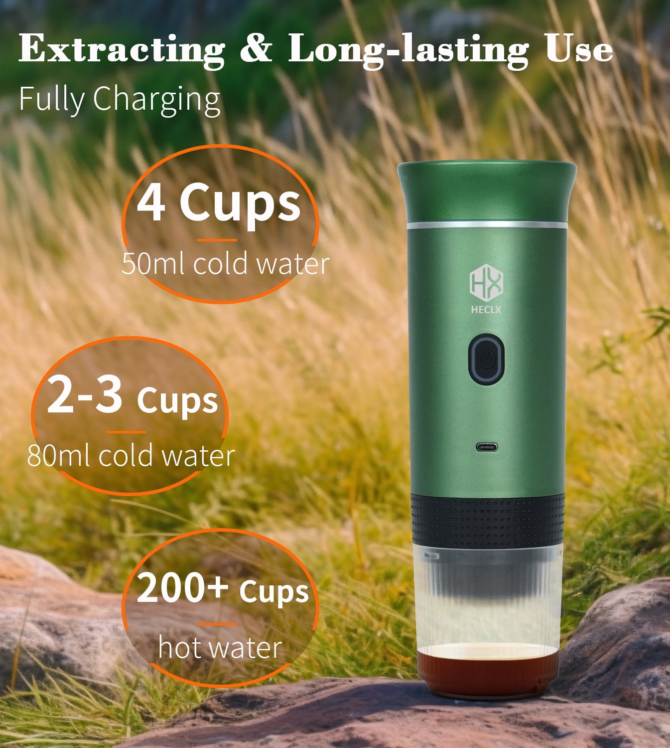 Portable Electric Espresso Machine, Travel Coffee Maker for Camping, Car Coffee Maker Self-Heating, Compatible with Ground Coffee & NS Capsule for RV, Hiking, Office
