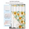 thumbnail image 2 of No Hook Shower Curtain with Snap in Liner,Watercolor Orange Sunflowers Leaves Waterproof Bath Curtain Double Layers with See Through Top Window,Rustic Blossom Flower Hotel Shower Curtains 36x72in, 2 of 9