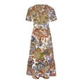 thumbnail image 4 of Ovzne Robes d'Été pour Femmes 2025 Robe pour Femme Mode pour Femmes Manches Longues Col Rond T-Shirt Imprimé Blouse Ample Robe Robe de Vacances Manches Courtes Imprimée Liquidation, 4 of 5
