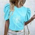 thumbnail image 2 of Été Tops pour Women Col Rond Imprimé Floral Manches Courtes Bouffantes Blouse Habillée Décontractée Confortable pour Sortir T-Shirts, 2 of 7