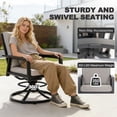 thumbnail image 4 of Nuu Garden Outdoor Swivel Chairs Set of 2, Dining Chairs with Powder-Coated Aluminum Frame for All Weather, Hollow Slatted Seat with Padded Cushions, Black and Gray, 4 of 9