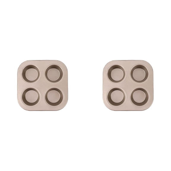 2 Pcs 4 Cup Cupcake Pan for Air Fryer Baking, 7.28 x 7.28 Inch Non Toxic Non Stick Muffin Pan, Small Oven Bakeware for Cupcakes and Muffins, Bakeware, Gold