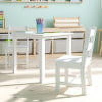 Emma + Oliver Kids 3 Piece Solid Hardwood Table and Chair Set for Playroom, Kitchen - White