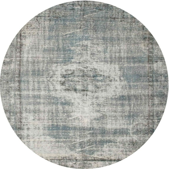 Ahgly Company Indoor Round Contemporary Pale Silver Gray Abstract Area Rugs, 8' Round
