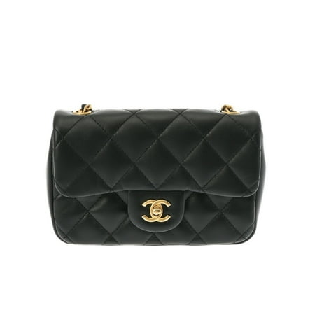 Pre-Owned CHANEL Chanel Matelasse Flap Bag 18cm Black AS2431 Women's Lambskin Shoulder (Good)