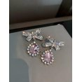 thumbnail image 3 of K-KED Bow Knot Earrings Stud Post Rhinestones Drop Dangle Silver Tone New 1.5", 3 of 3