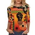 thumbnail image 6 of Ladies Tops and Blouses Plus Size,Black History Month African T-Shirt for Women Pride Celebration Shirt Blouse 3/4 Sleeve Crewneck Tshirt Tops, 6 of 9
