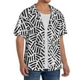 thumbnail image 2 of Balery Weave Geometric Camisa Casual de Manga Corta con Botones para Hombre, Texturizada, Estilo Cubano, para Playa, Verano-Small, 2 of 5