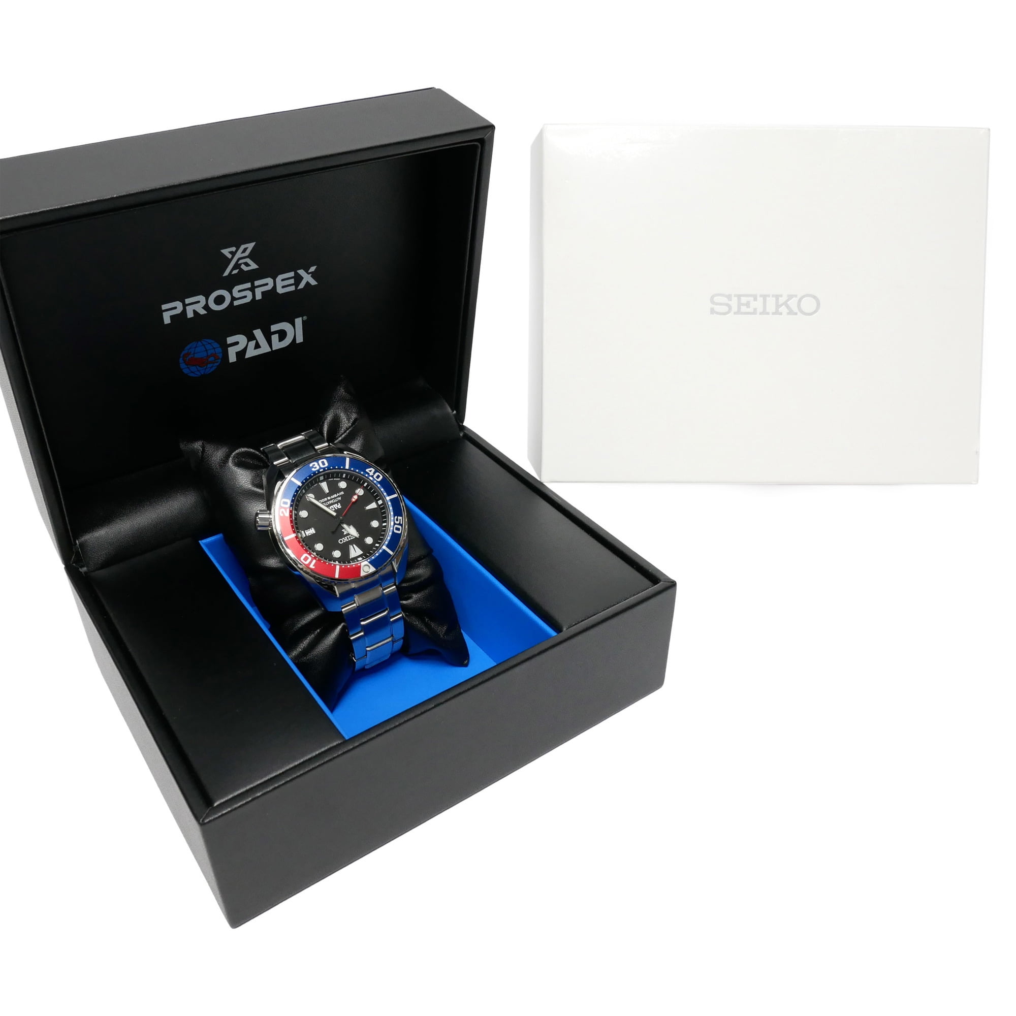Used SEIKO Seiko Prospex Diver Scuba watch men's self-winding date display  200m diving waterproof round black dial stainless steel blue / red silver  SBDC121 