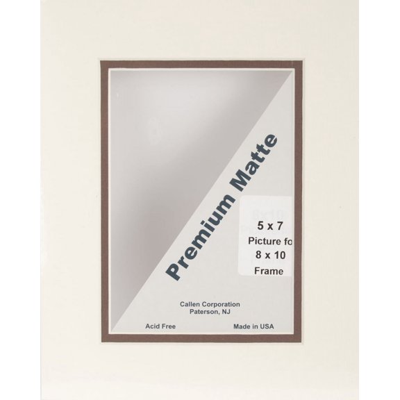 Callen Photo Mat, Double Hand, Cut with Bevel Edge, Natural Linen Textured with Chocolate