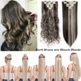 thumbnail image 3 of Benehair Clip in Hair Extensions Full Head Long Thick 8 Pieces Hair 18 Clips Curly Wavy Straight Hairpieces 100% Real Natural as Human Best Hair Set 26'' Straight Dark Brown & Bleach Blonde, 3 of 10