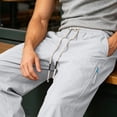 thumbnail image 6 of Kctiaxy Cargo Sweatpants for Men Solid Casual Baggy Pants Elastic Waist Drawstring Lounge Pants, 6 of 9