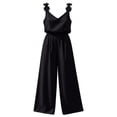 thumbnail image 7 of Gamviast Women's Jumpsuit V Neck Sleeveless Wide Leg Romper with Pockets Lightweight Loose Fit Casual Vacation Resort Travel Party Evening Outfits Black S, 7 of 7