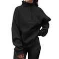 thumbnail image 4 of Hibeli Women Quarter Zip Long Sleeve Kangaroo Pocket Solid Color Pullover Top Sweatshirts, 4 of 6