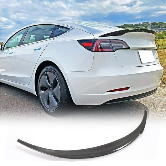 Carbon Fiber Rear Trunk Spoiler Fits For Tesla Model 3 2018-2023 CF Rear Highkick Spoiler Wing Lip
