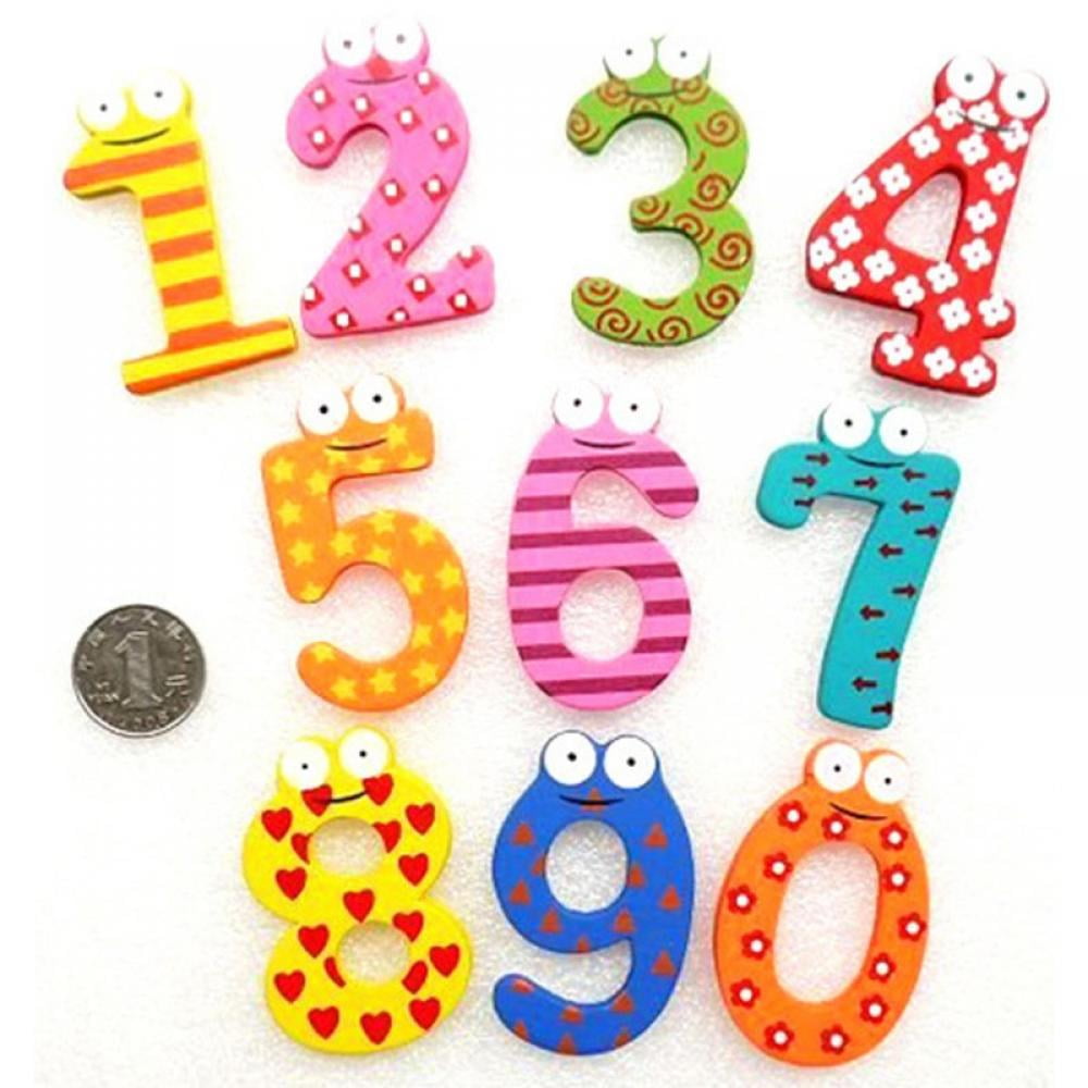 Lots 10X/Set Colourful Wooden Cartoon Fridge Magnet Number Animal Sticker DIY